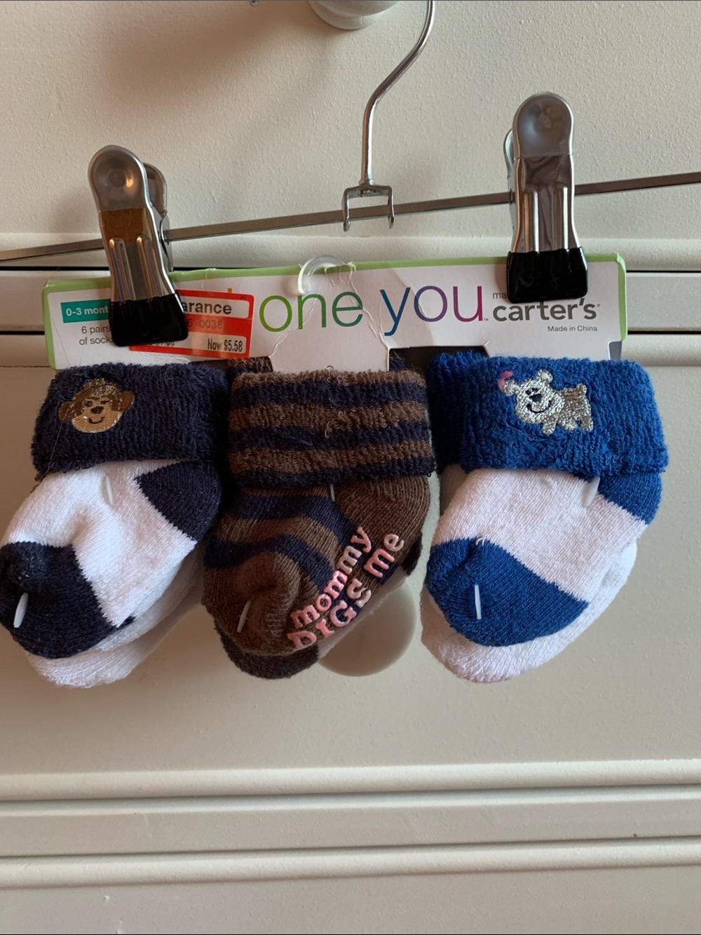 Carter's Baby Sock Booties Set - Navy, Brown, White